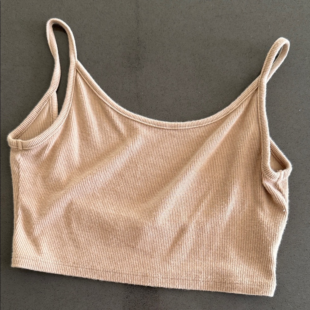 Joah Brown Ribbed Crop Top